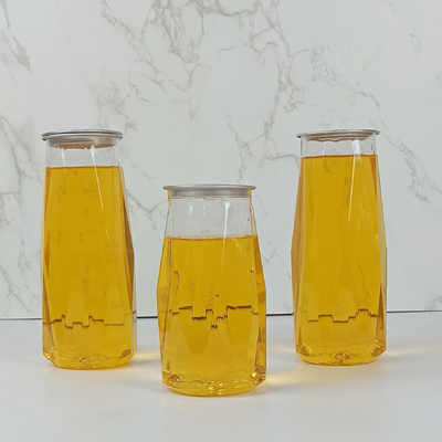 380 ml Plastic Diamantvormige PET-sapopslagfles met gemakkelijk te trekken deksel