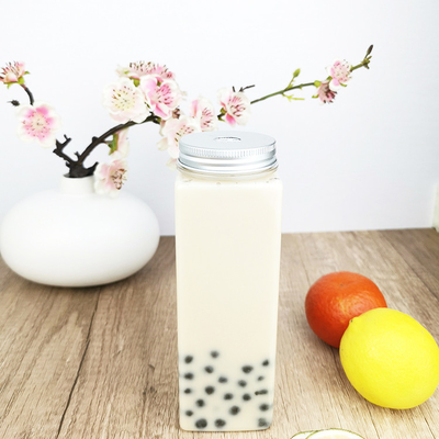 500 ml BRA-vrije schroefkappotten, vlakke vierkantvormige, heldere plastic containers met doppen, sapflessen voor thee, melk, sap
